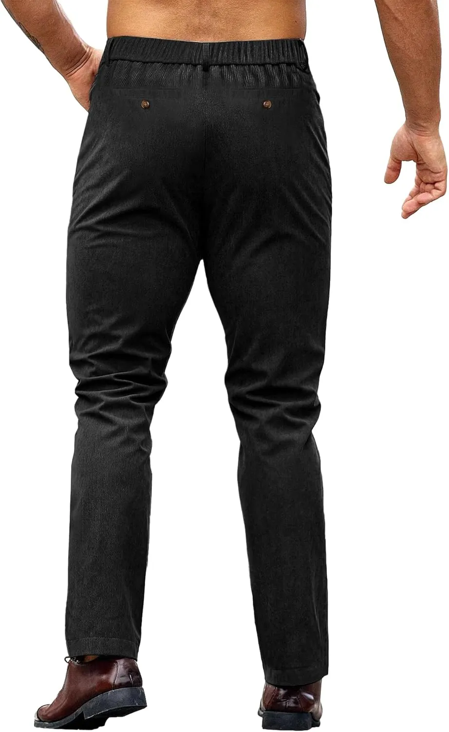 HOTake Men's Casual Corduroy Pants Lightweight Stretch Corduroy Trousers Straight Fit Dress Pants