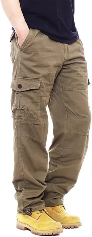 IDEALSANXUN Mens Cargo Pants Casual Elastic Waist Loose Straight Leg Cargo Pants