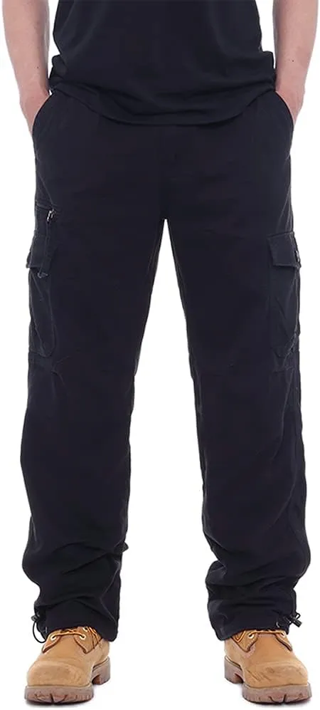 IDEALSANXUN Mens Cargo Pants Casual Elastic Waist Loose Straight Leg Cargo Pants