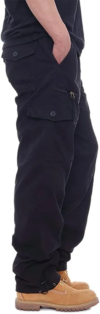 IDEALSANXUN Mens Cargo Pants Casual Elastic Waist Loose Straight Leg Cargo Pants