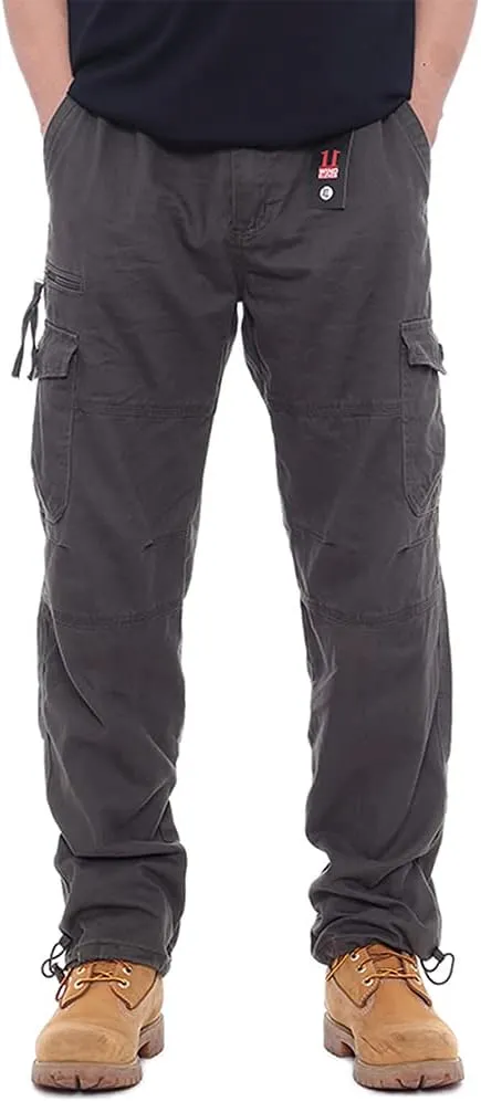 IDEALSANXUN Mens Cargo Pants Casual Elastic Waist Loose Straight Leg Cargo Pants