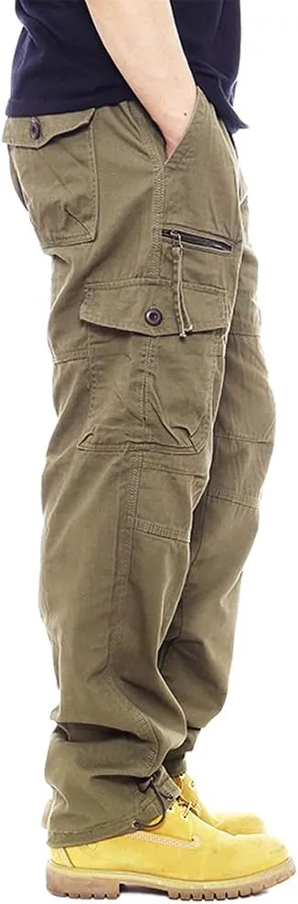 IDEALSANXUN Mens Cargo Pants Casual Elastic Waist Loose Straight Leg Cargo Pants