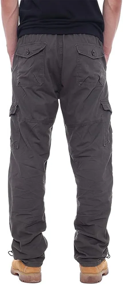 IDEALSANXUN Mens Cargo Pants Casual Elastic Waist Loose Straight Leg Cargo Pants