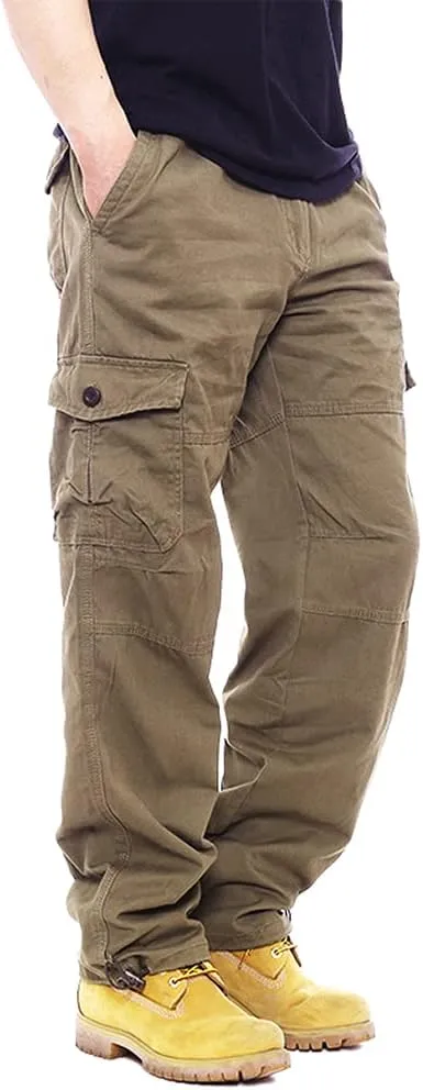 IDEALSANXUN Mens Cargo Pants Casual Elastic Waist Loose Straight Leg Cargo Pants