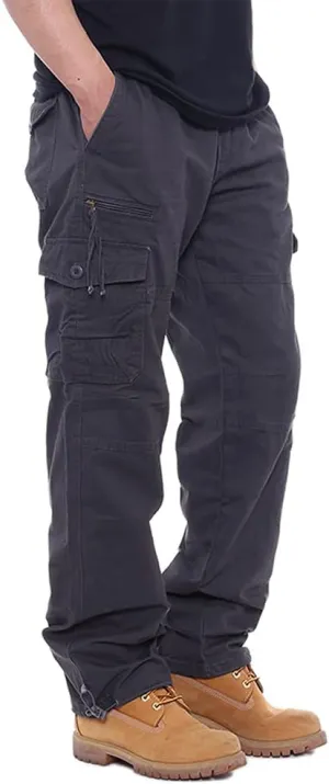 IDEALSANXUN Mens Cargo Pants Casual Elastic Waist Loose Straight Leg Cargo Pants