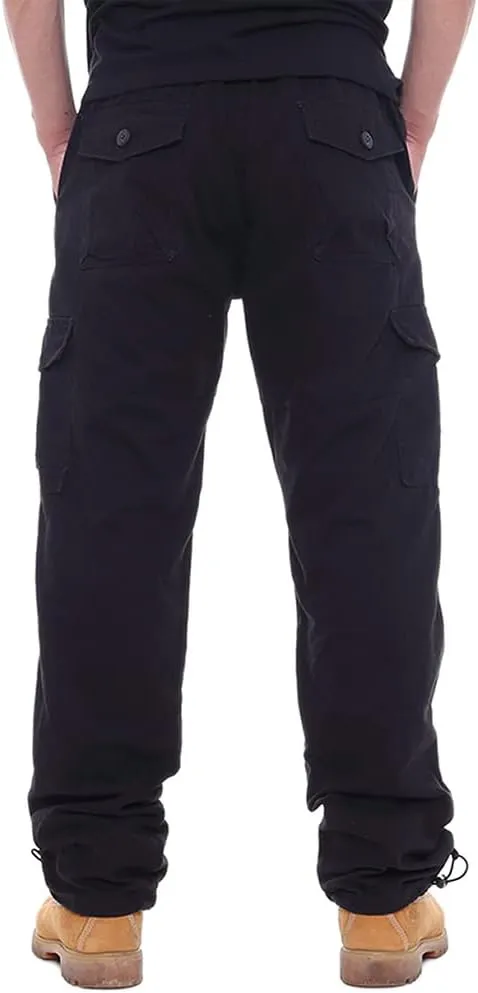 IDEALSANXUN Mens Cargo Pants Casual Elastic Waist Loose Straight Leg Cargo Pants