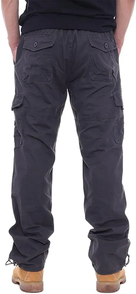 IDEALSANXUN Mens Cargo Pants Casual Elastic Waist Loose Straight Leg Cargo Pants