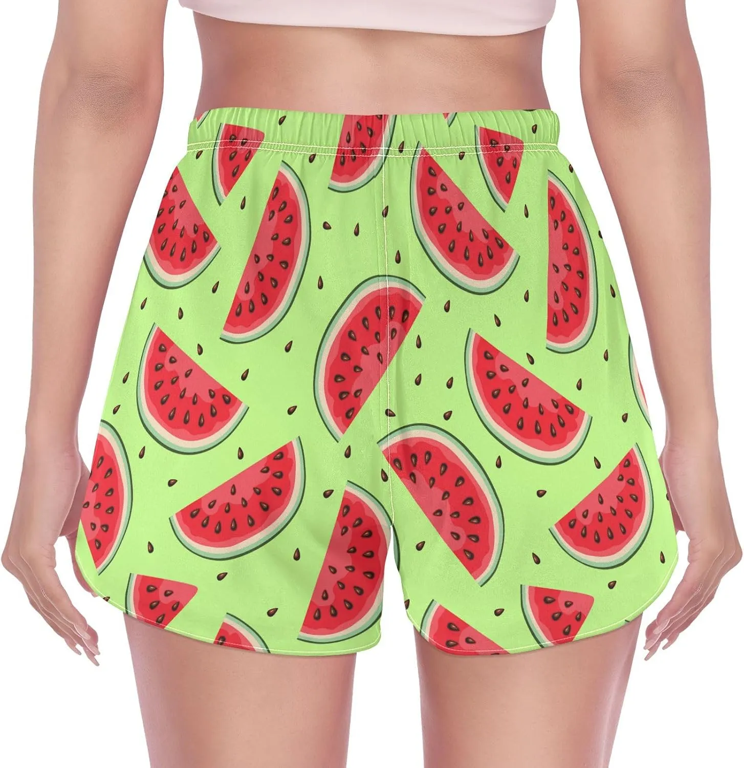 J JOYSAY Watermelon Summer Athletic Shorts Quick Dry Women Sweat Shorts Beach Lounge Pants with Pocket Drawstring