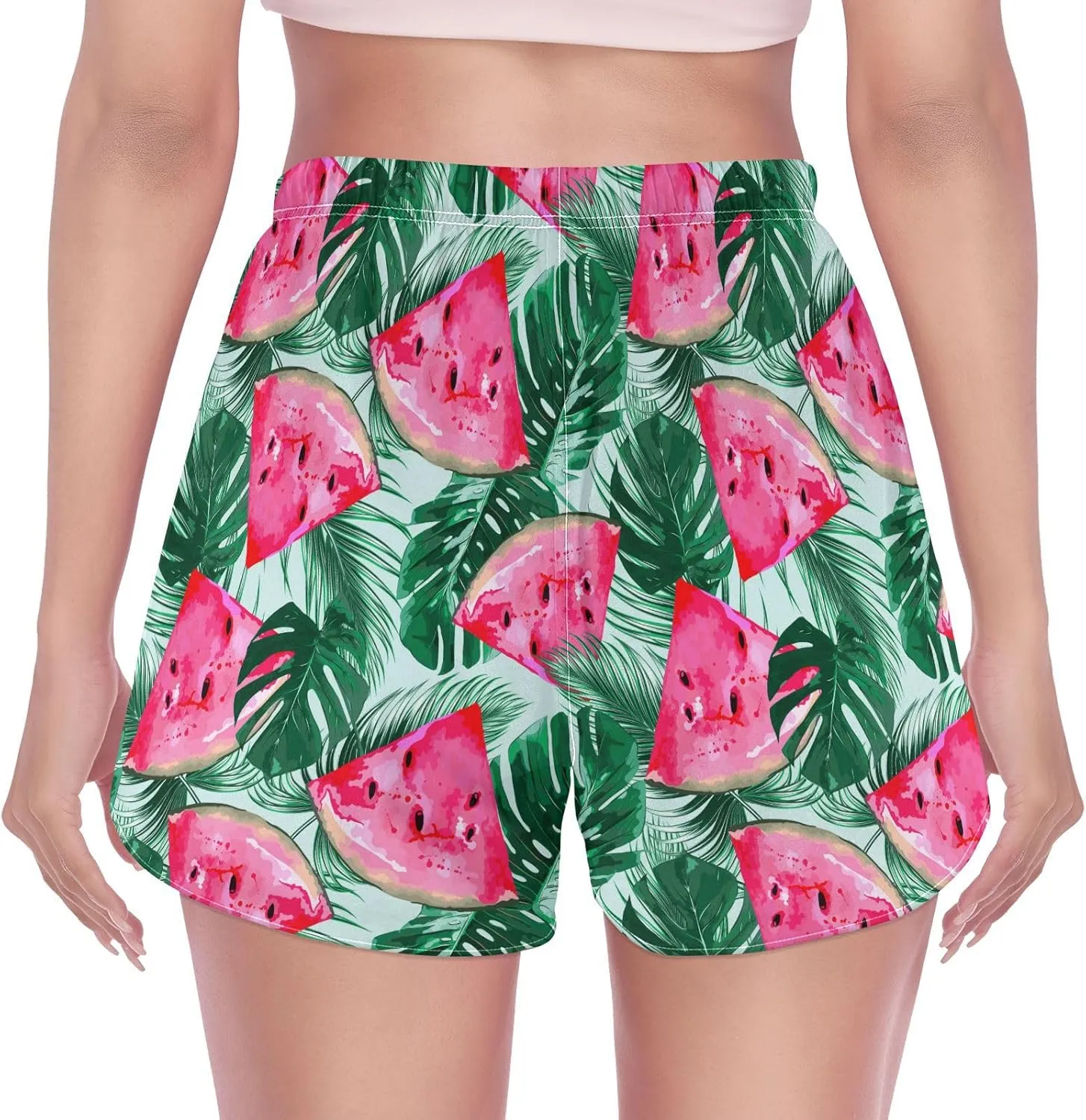 J JOYSAY Watermelon Summer Athletic Shorts Quick Dry Women Sweat Shorts Beach Lounge Pants with Pocket Drawstring