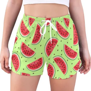J JOYSAY Watermelon Summer Athletic Shorts Quick Dry Women Sweat Shorts Beach Lounge Pants with Pocket Drawstring