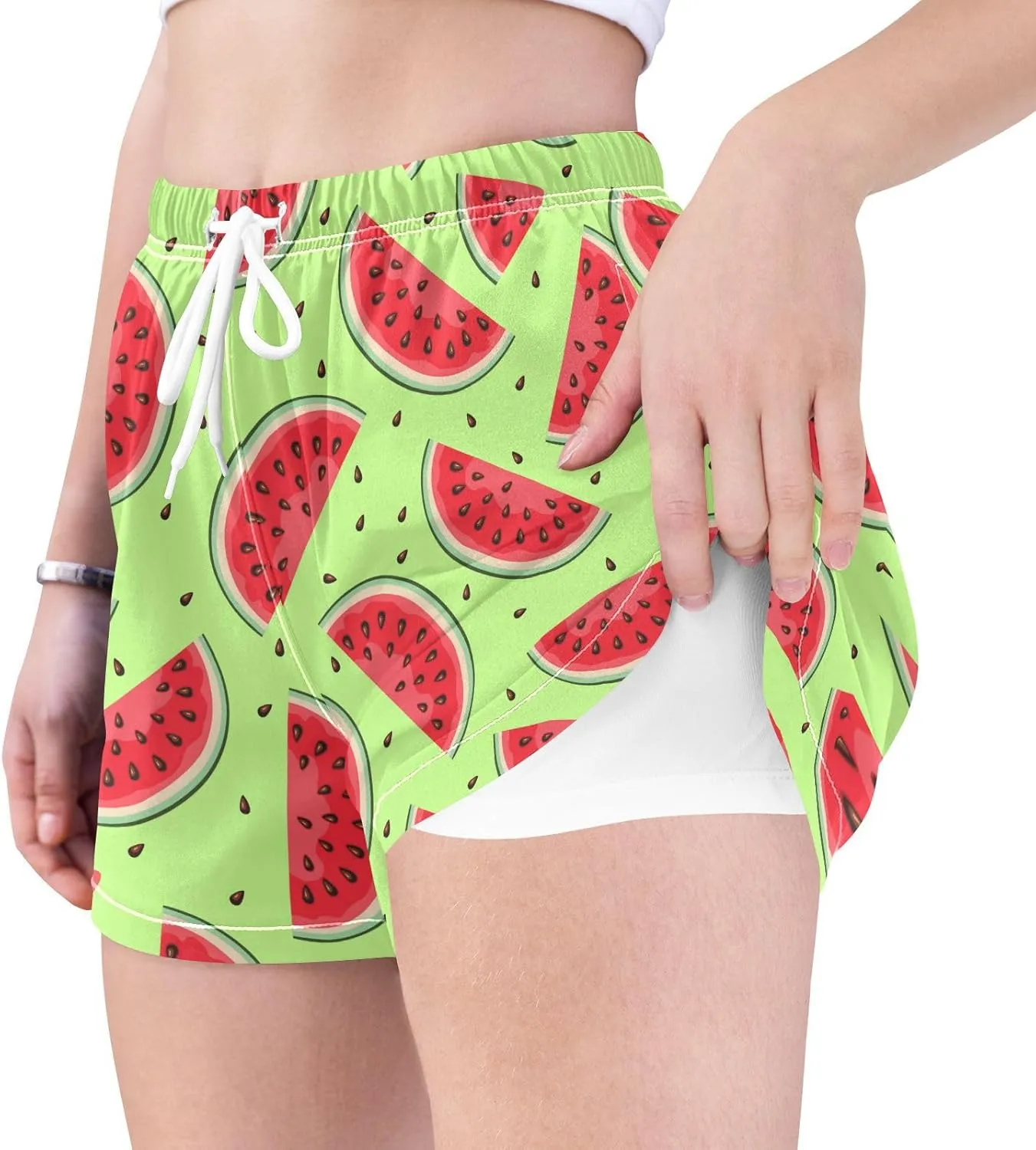 J JOYSAY Watermelon Summer Athletic Shorts Quick Dry Women Sweat Shorts Beach Lounge Pants with Pocket Drawstring