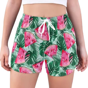 J JOYSAY Watermelon Summer Athletic Shorts Quick Dry Women Sweat Shorts Beach Lounge Pants with Pocket Drawstring