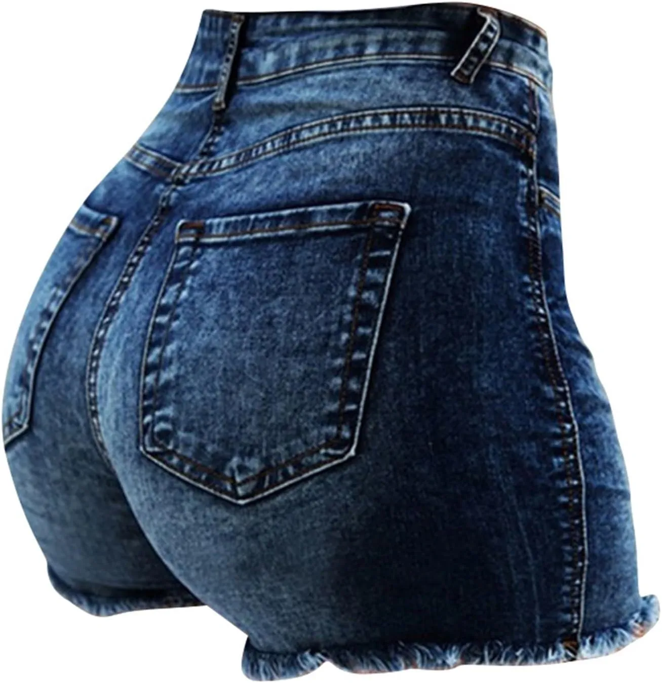 Jean Shorts Womens Stretchy High Waisted Butt Lifting Denim Shorts Distressed Frayed Raw Hem Ripped Jeans Hot Jorts