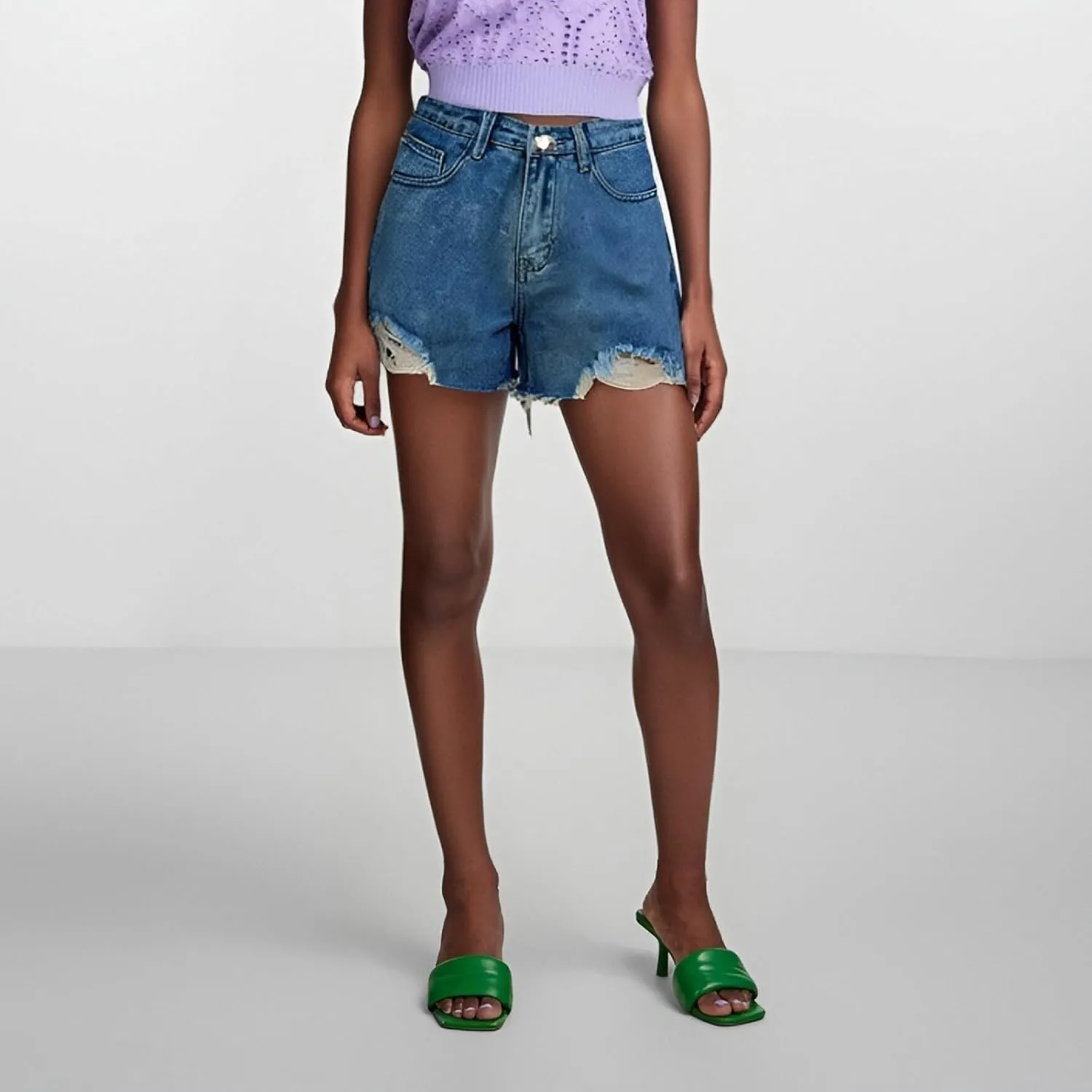 Jean Shorts Womens Trendy High Waisted Ripped Cut Off Denim Shorts Summer Causal Baggy Cute Hot Jorts with Pockets