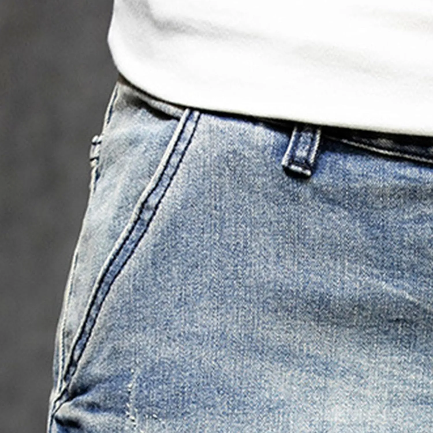 JEsilunmaMY Men's Multi-Pocket Denim Biker Shorts Relaxed Fit Outdoor Cargo Shorts Distressed Summer Cotton Jean Shorts
