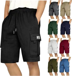 JIEMUXIU Cargo Shorts for Men Casual Drawstring Elastic Waist Athletic Cargo Shorts Workout Gym Jogger Shorts with 4 Pockets