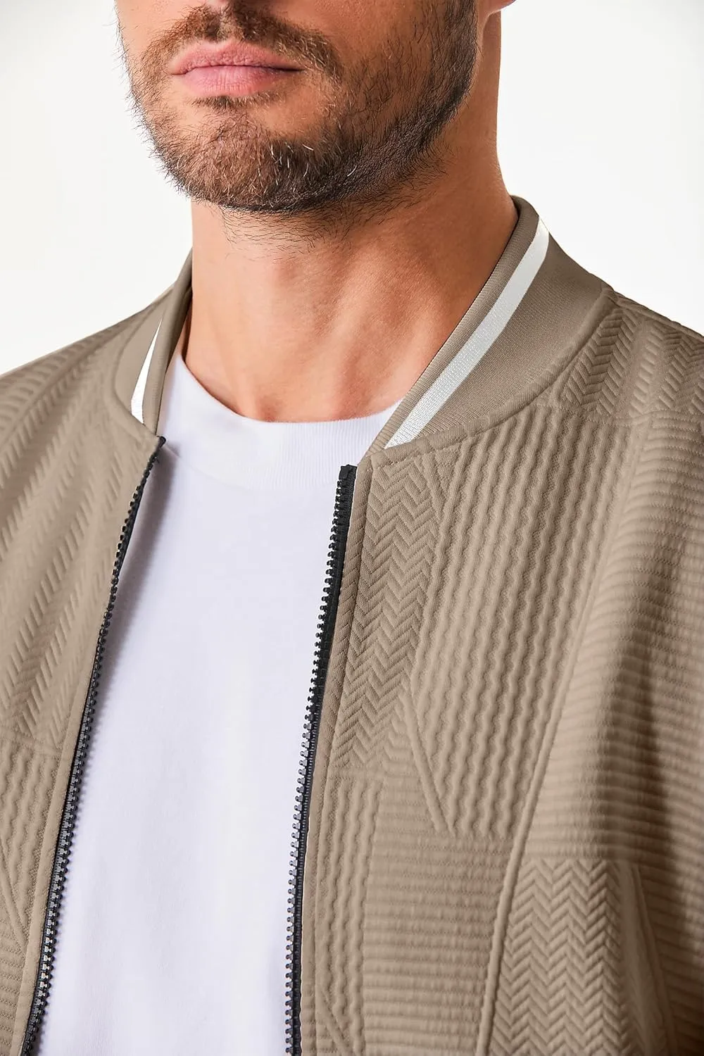JMIERR Mens Casual Jacquard Bomber Jackets Color-Block Lightweight Varsity Jacket Fashion Zipper Coat with Pockets