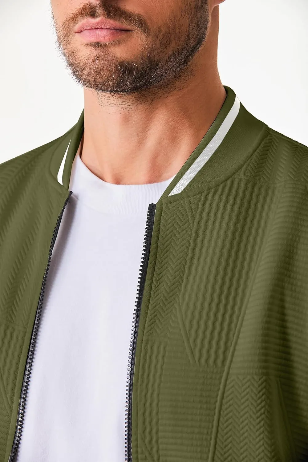 JMIERR Mens Casual Jacquard Bomber Jackets Color-Block Lightweight Varsity Jacket Fashion Zipper Coat with Pockets