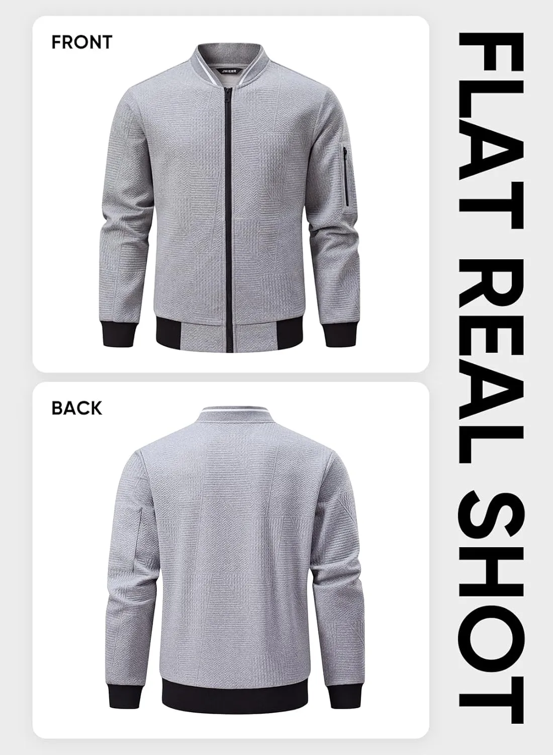 JMIERR Mens Casual Jacquard Bomber Jackets Color-Block Lightweight Varsity Jacket Fashion Zipper Coat with Pockets