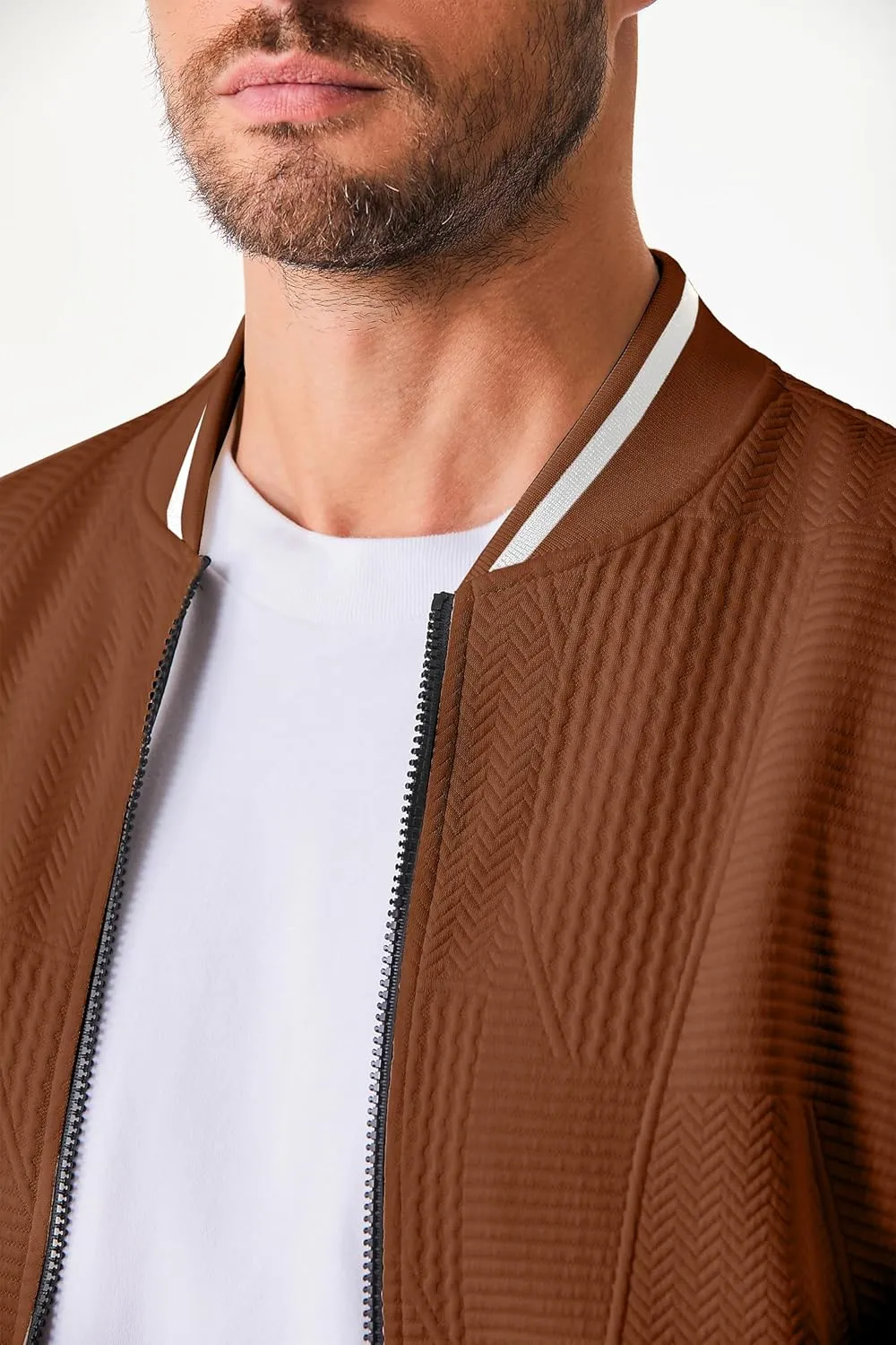 JMIERR Mens Casual Jacquard Bomber Jackets Color-Block Lightweight Varsity Jacket Fashion Zipper Coat with Pockets