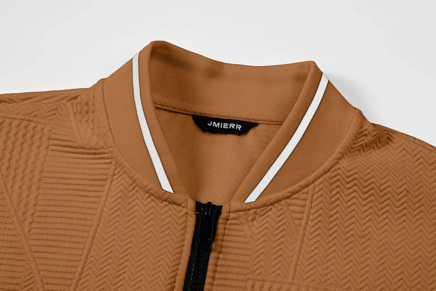 JMIERR Mens Casual Jacquard Bomber Jackets Color-Block Lightweight Varsity Jacket Fashion Zipper Coat with Pockets