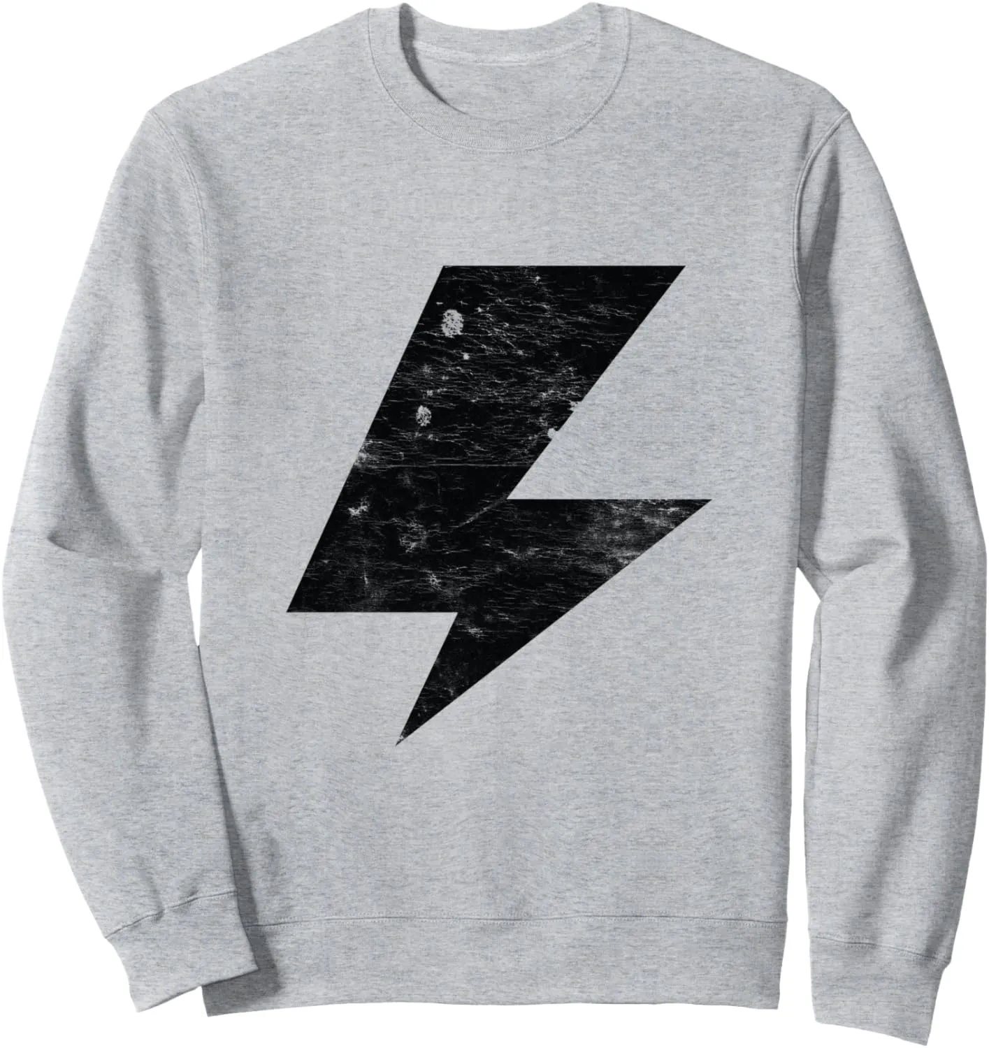 Lightning Bolt Black Distressed Vintage Style Graphic Sweatshirt
