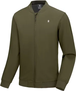 Little Donkey Andy Men's Fleece Bomber Jacket Lightweight Softshell Windbreaker Jacket Casual Spring Fall Coat
