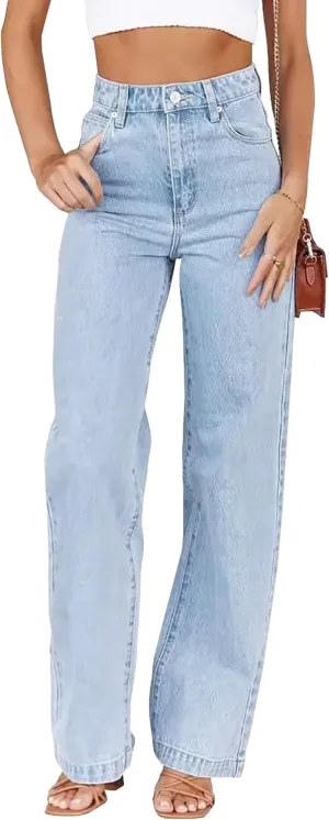 LONGBIDA Women's Baggy Jeans,Boyfriend High Wasited Stretchy Demin Pants Wide Leg Jeans for Women Trendy 2024