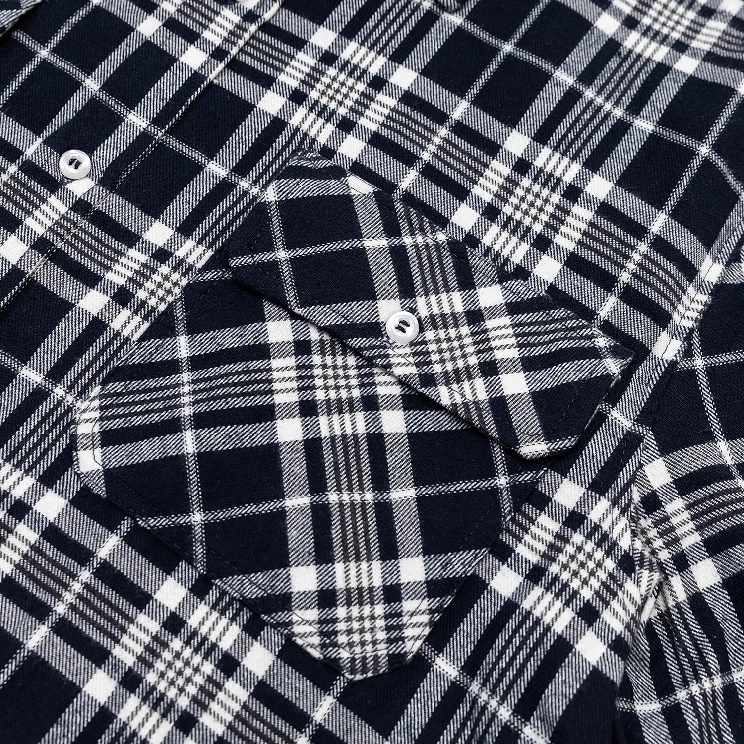 MAGCOMSEN Men's Flannel Shirts Cotton Long Sleeve Plaid Shirt Casual Fashion Button Up Shirts Jackets with 2 Pockets