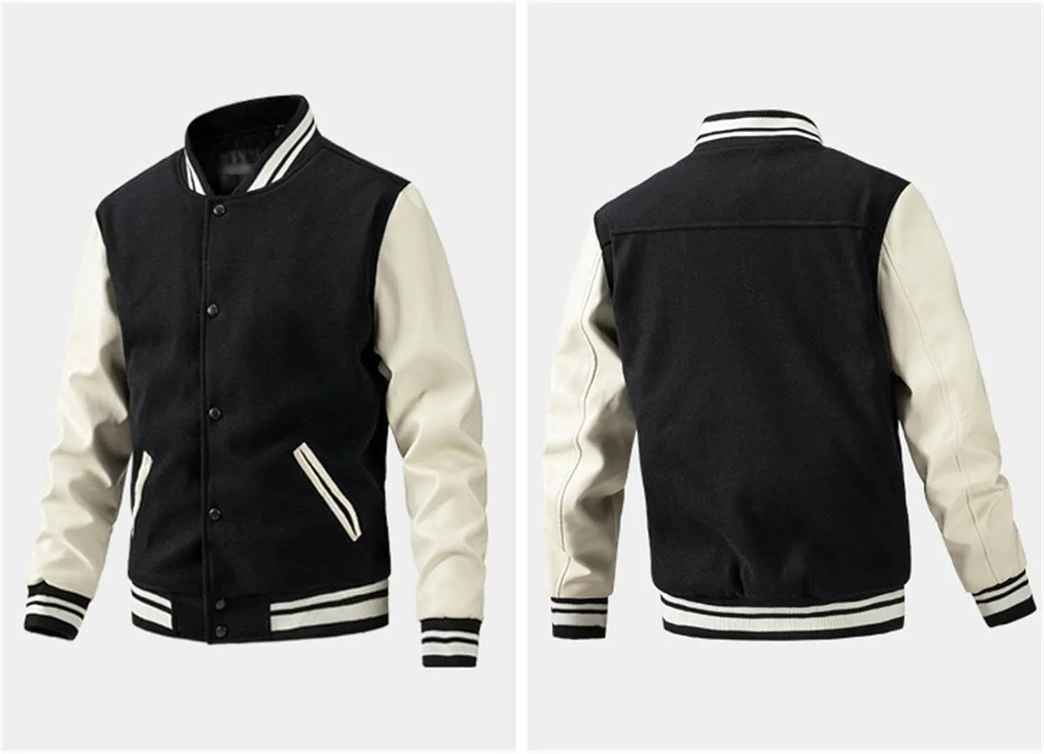 Maiyifu-GJ Men's Varsity Jackets Casual Fleece Spring Fall Baseball Jacket Slim Fit Long Sleeve Cotton Bomber Jacket