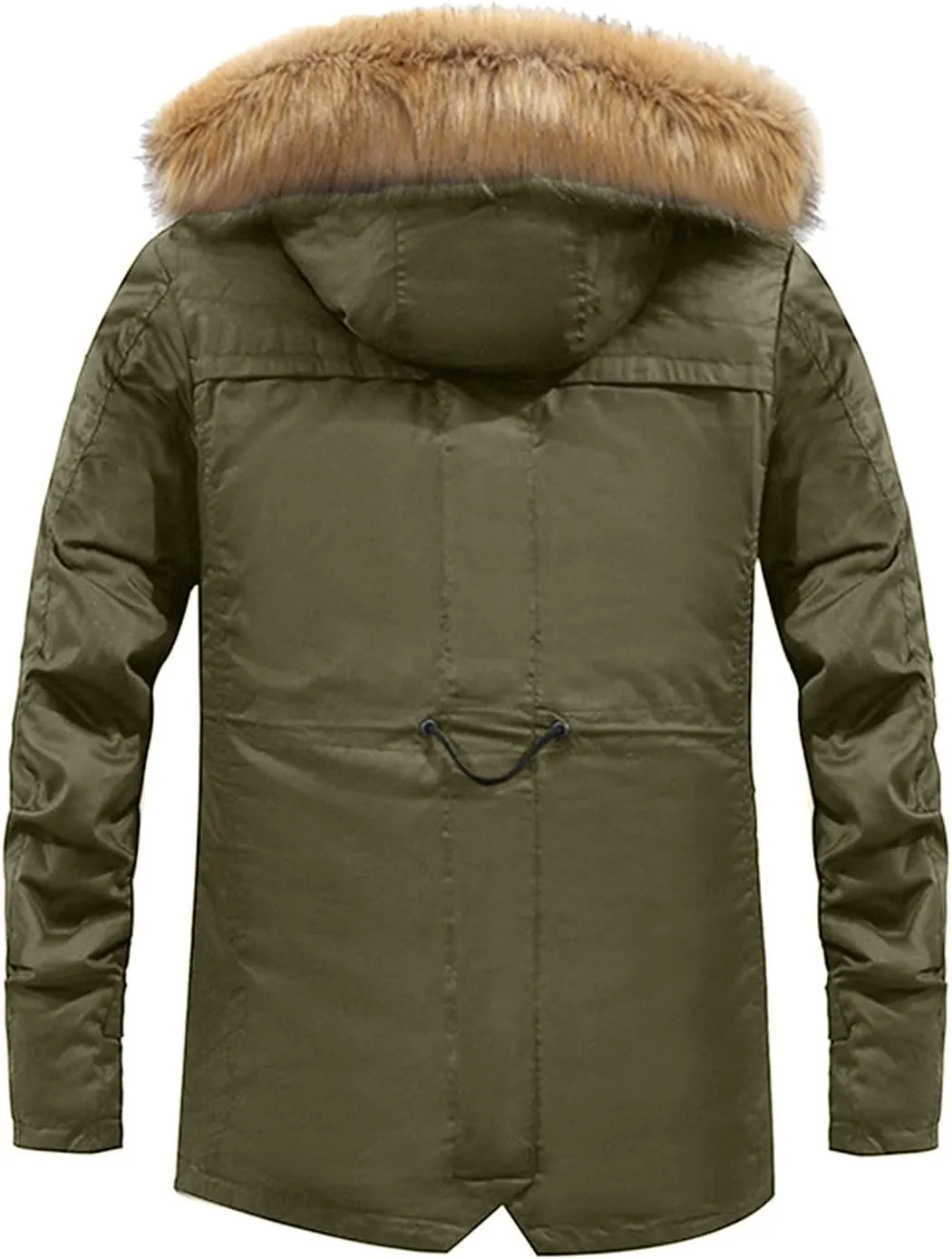 Maryia Mens Parka Jacket Waterproof Winter Hooded Jacket Casual Warm Quilted Coat with Fur Hood Thick Outdoor Outwear