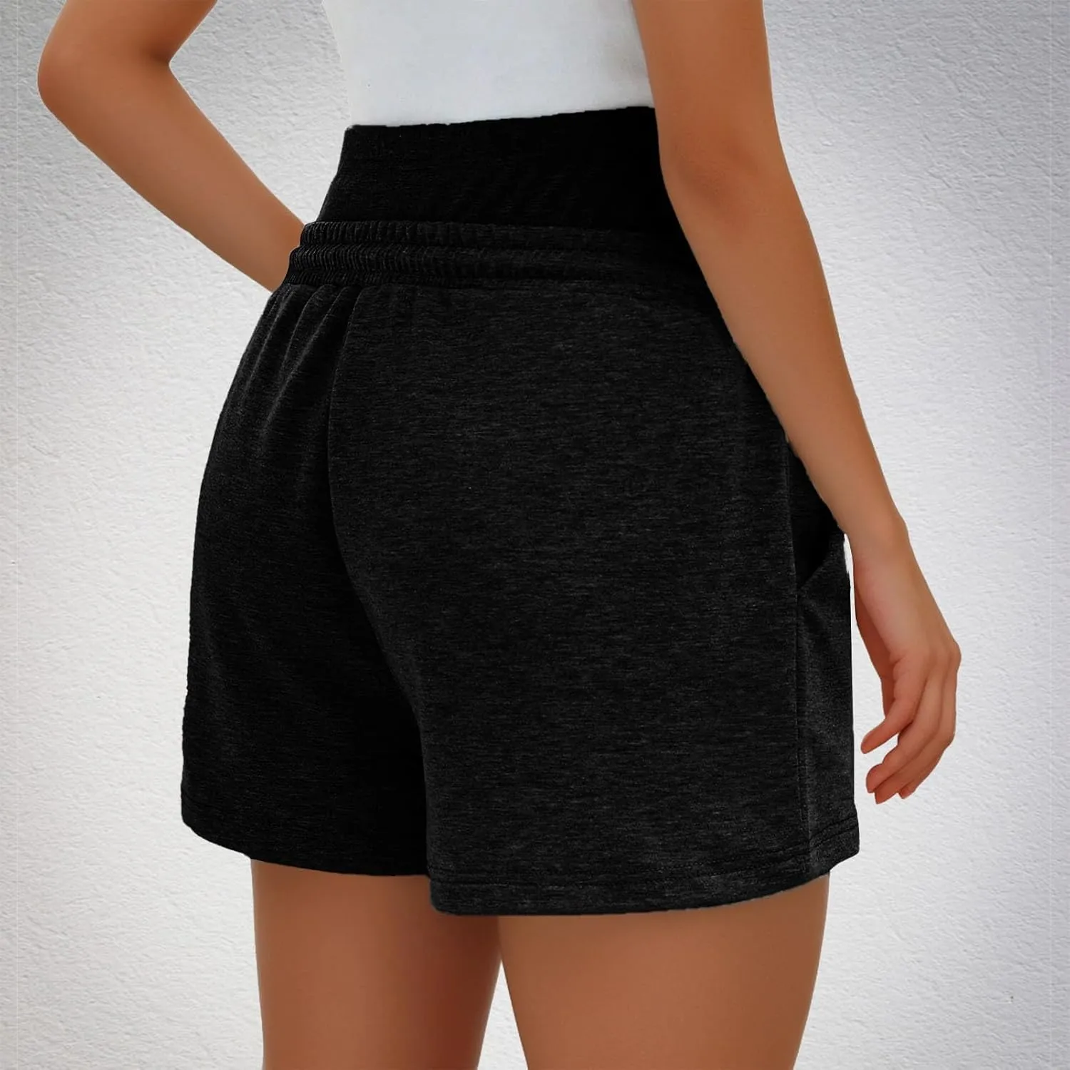 Maternity Sweat Shorts Over Belly with Pockets Women Summer Drawstring Waist Baggy Active Lounge Workout Pregnancy Shorts