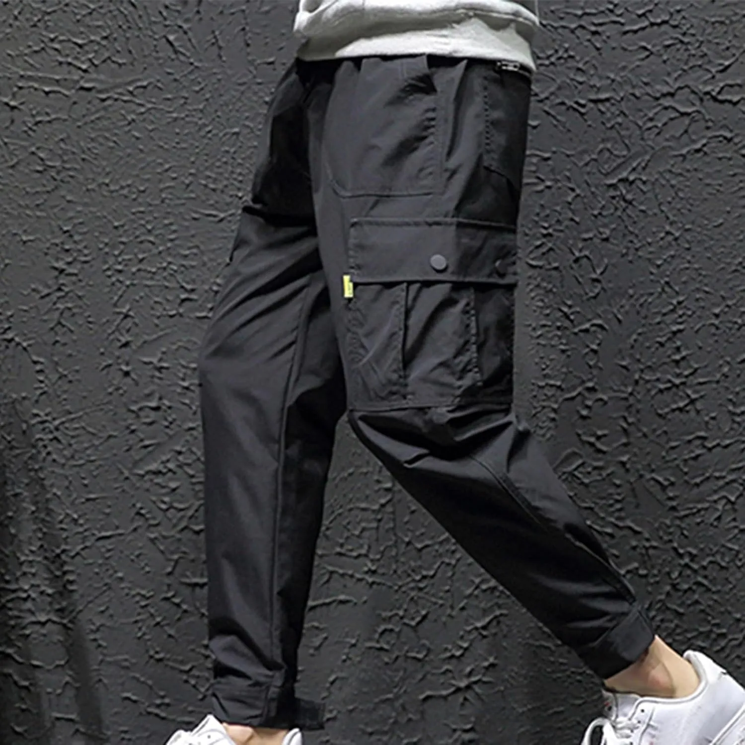 Men Cargo Pants Multi Pockets Work Trousers Casual Jogger Pants Drawstring Sweatpants Elastic Waist Pants Tapered Pant
