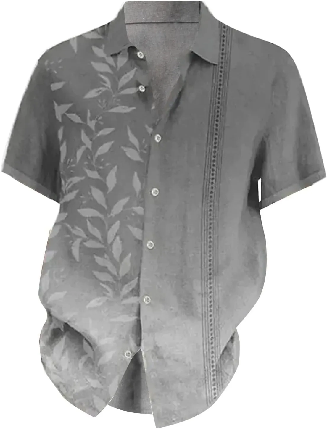 Men Hawaiian Button Down Shirt Short Sleeve Collared Neck Beach Summer Tee Casual Regular Fit Untucked Dress Shirt