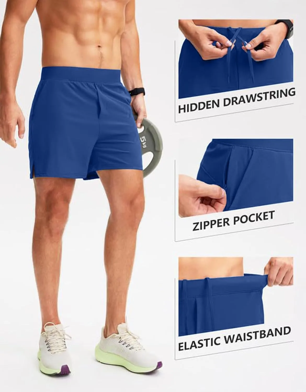 Mens Athletic Running Shorts Classic Stretch Waist Drawstring Quick Dry Work Short Pants Outdoor Gym Workout Shorts