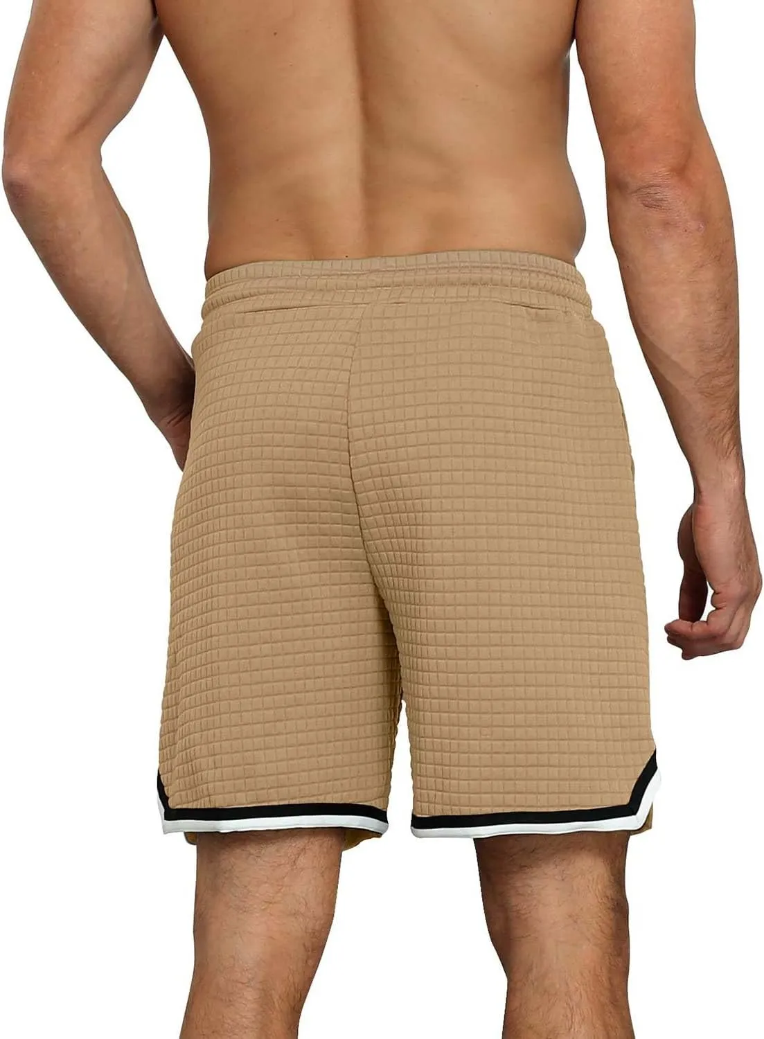 Mens Athletic Sweat Shorts Casual Stretch Waffle Workout Gym Shorts 7" Inseam Running Basketball Short 2 Pockets