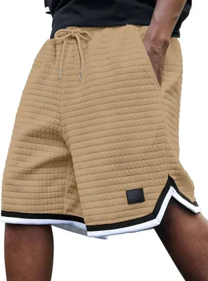Mens Athletic Sweat Shorts Casual Stretch Waffle Workout Gym Shorts 7" Inseam Running Basketball Short 2 Pockets