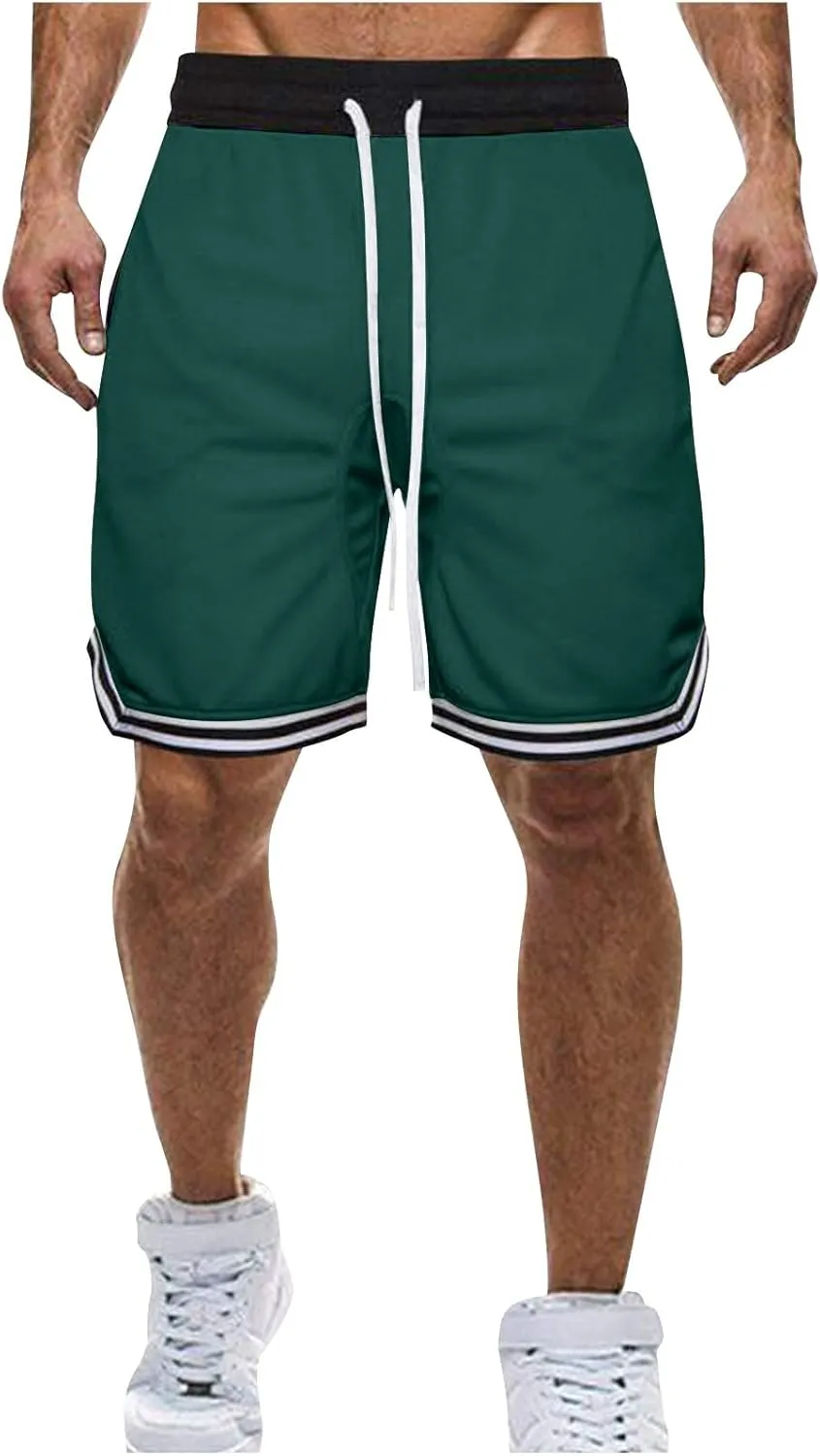 Men's Basketball Shorts with Zipper Pockets Lightweight Quick Dry Mesh Athletic Running Sweat Shorts Drawstring