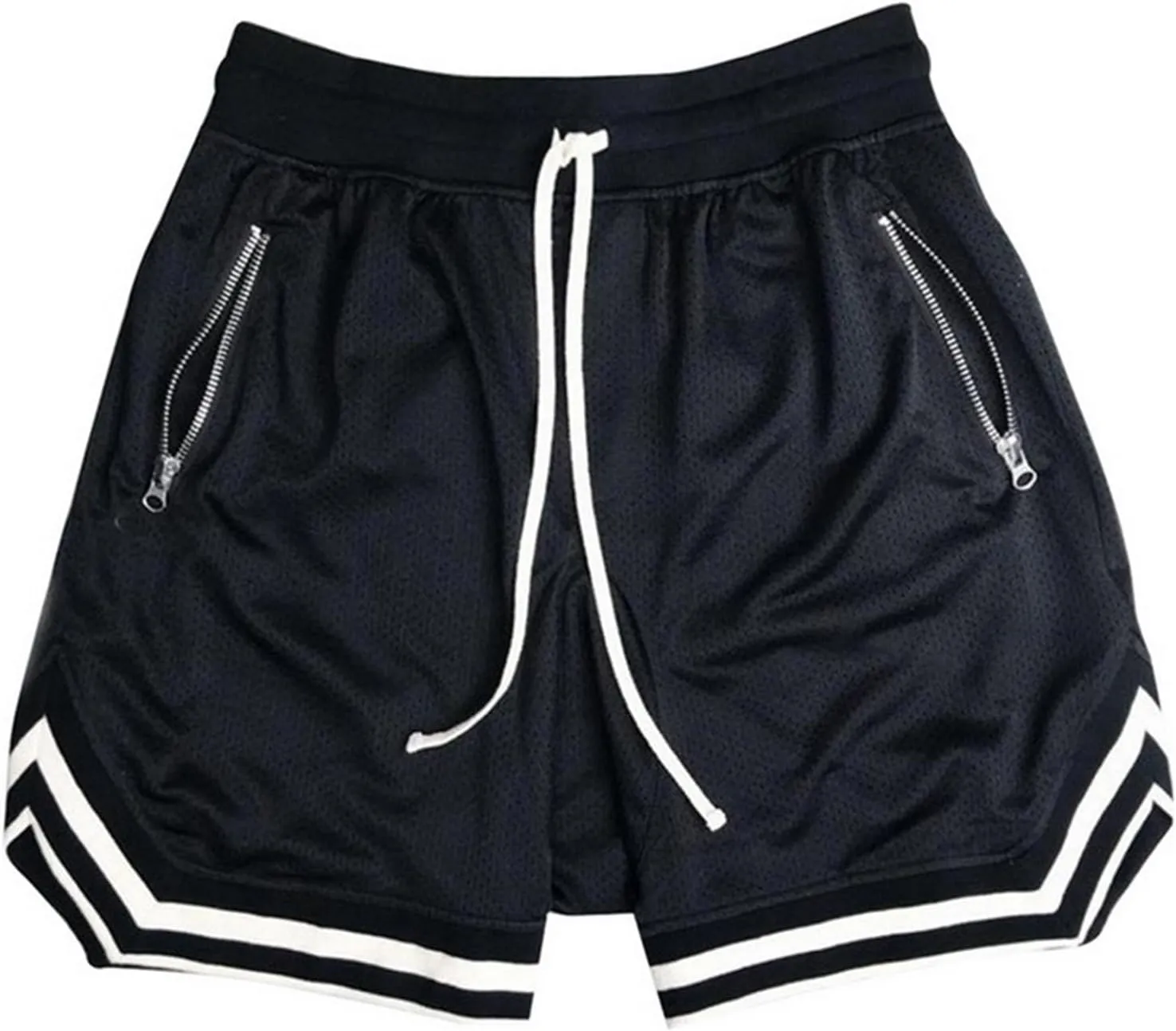 Men's Basketball Shorts with Zipper Pockets Lightweight Quick Dry Mesh Athletic Running Sweat Shorts Drawstring