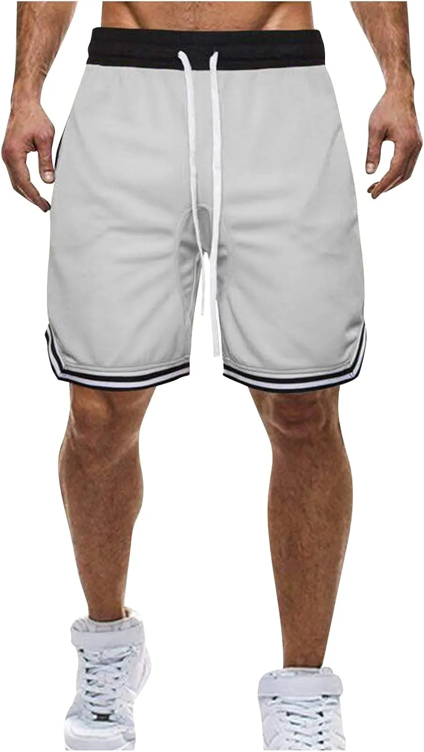 Men's Basketball Shorts with Zipper Pockets Lightweight Quick Dry Mesh Athletic Running Sweat Shorts Drawstring