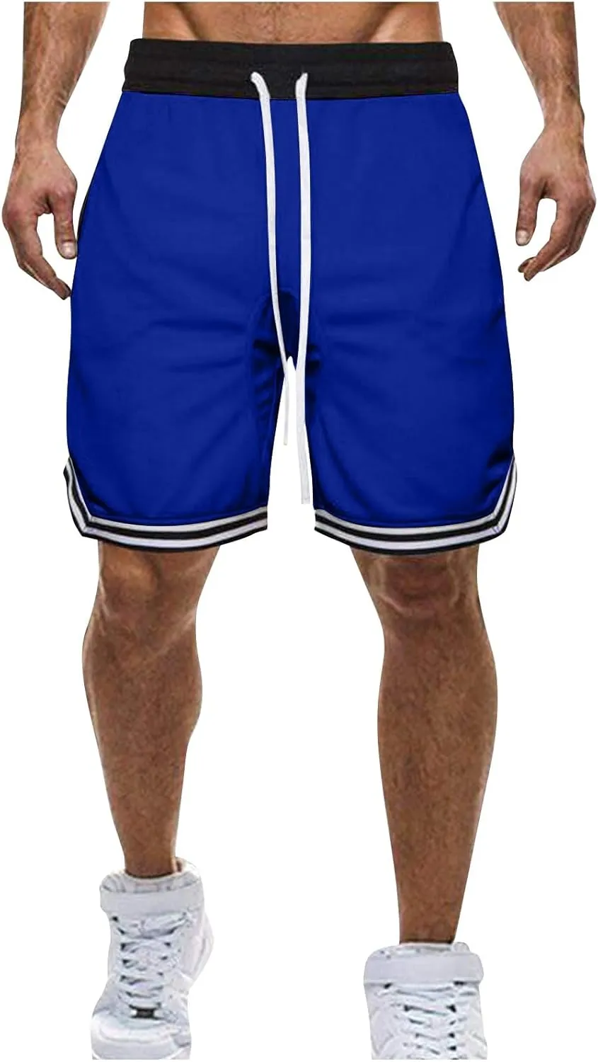 Men's Basketball Shorts with Zipper Pockets Lightweight Quick Dry Mesh Athletic Running Sweat Shorts Drawstring
