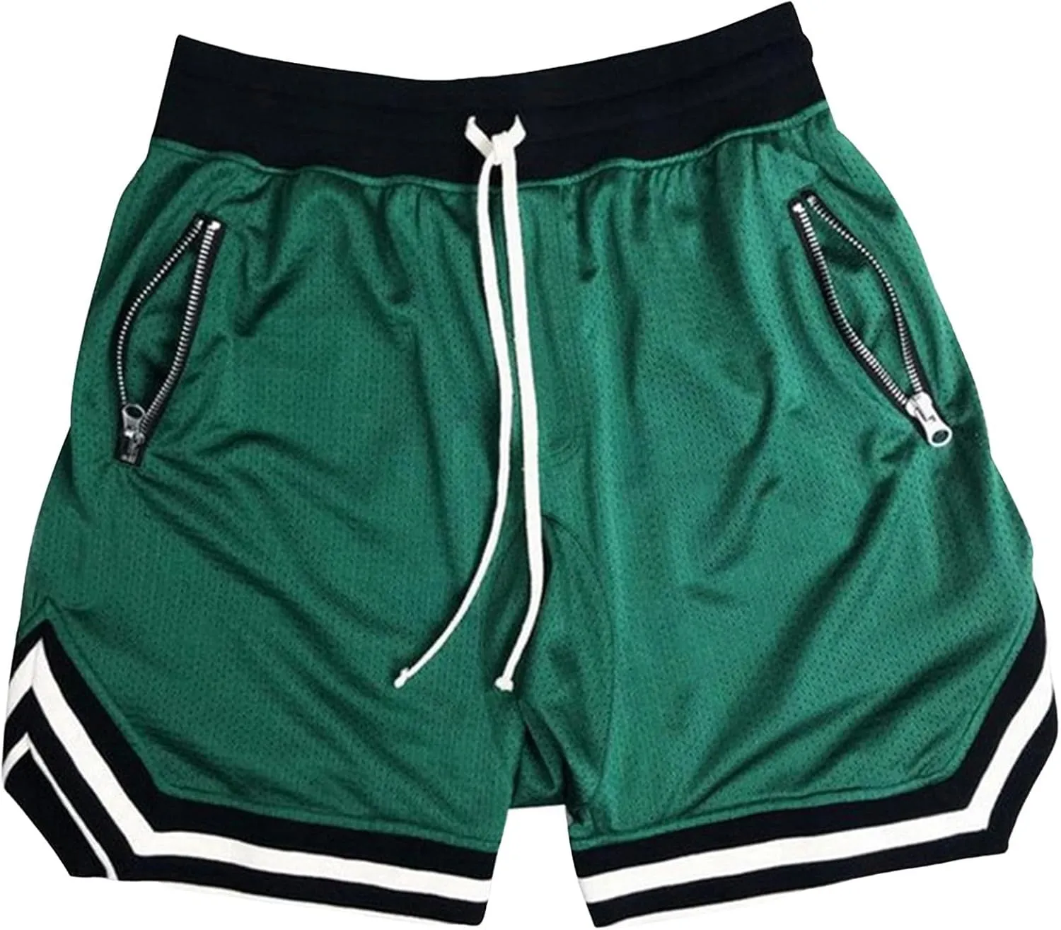 Men's Basketball Shorts with Zipper Pockets Lightweight Quick Dry Mesh Athletic Running Sweat Shorts Drawstring