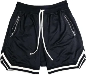 Men's Basketball Shorts with Zipper Pockets Lightweight Quick Dry Mesh Athletic Running Sweat Shorts Drawstring