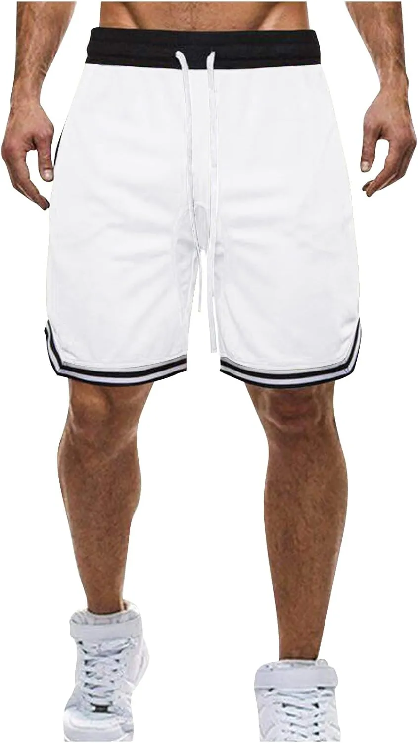 Men's Basketball Shorts with Zipper Pockets Lightweight Quick Dry Mesh Athletic Running Sweat Shorts Drawstring