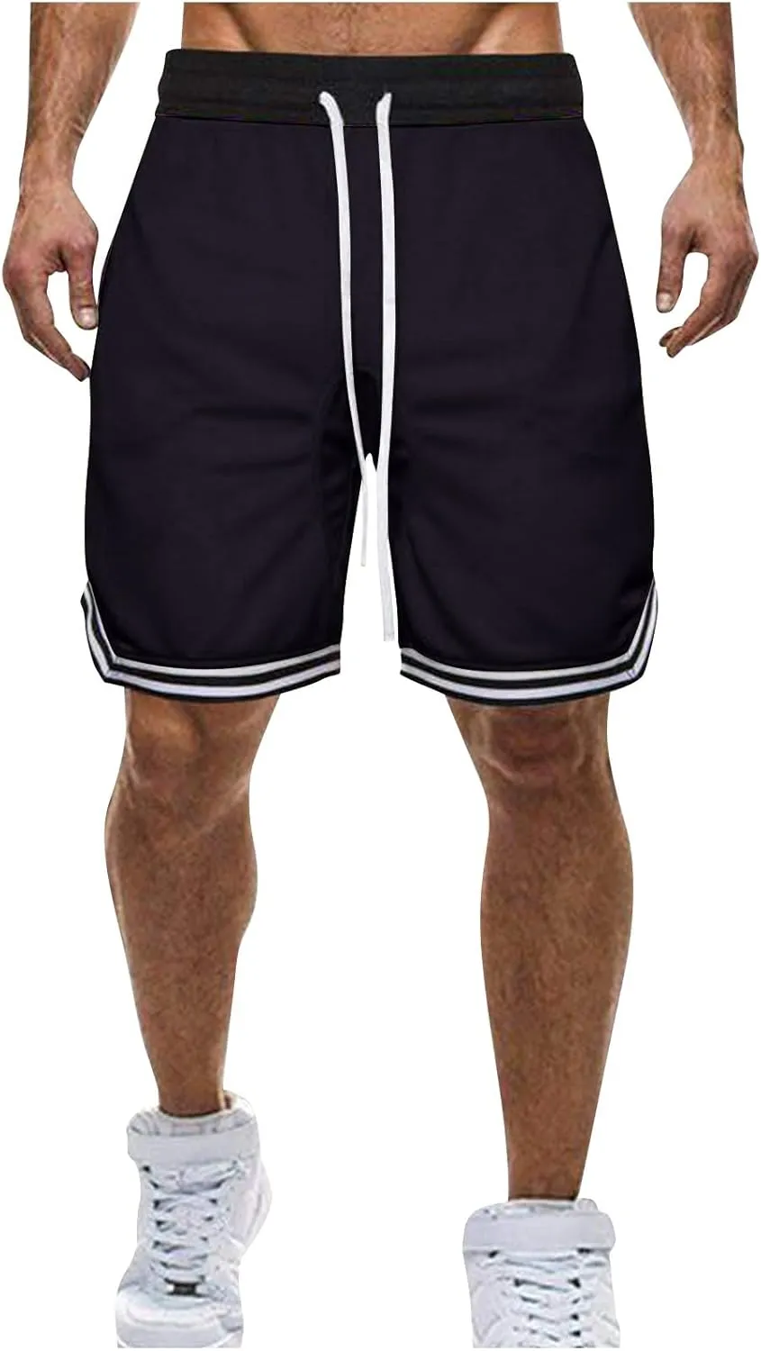 Men's Basketball Shorts with Zipper Pockets Lightweight Quick Dry Mesh Athletic Running Sweat Shorts Drawstring