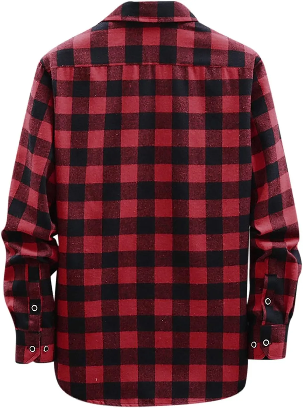 Men's Black Cotton Plaid Flannel Shirt Jacket, Long Sleeve, Point Collar, Casual, Western Style, Size Medium, XL
