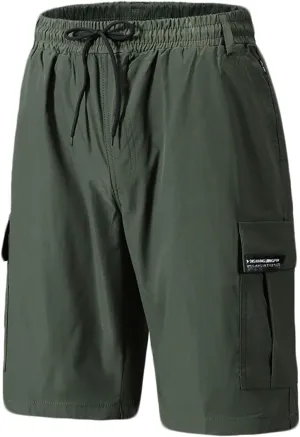 Mens Camo Cargo Shorts Summer Outdoor Sports Fishing Hiking Shorts Lightweight Elastic Waist Casual Short Pants