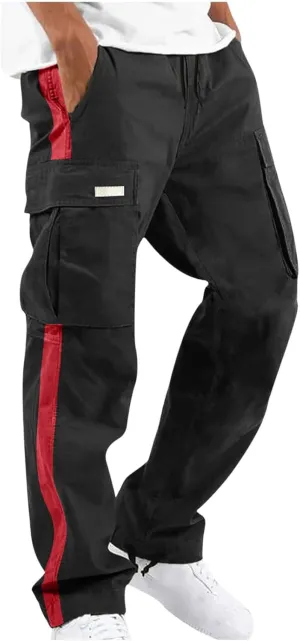 Mens Cargo Pants Baggy Black Cargo Pants Men Big and Tall Cargo Pants for Men Trendy Straight Leg Trouser Multiple Pockets