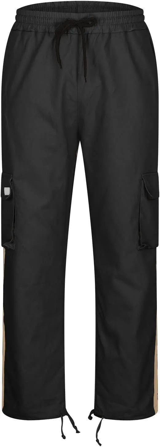 Mens Cargo Pants Baggy Black Cargo Pants Men Big and Tall Cargo Pants for Men Trendy Straight Leg Trouser Multiple Pockets