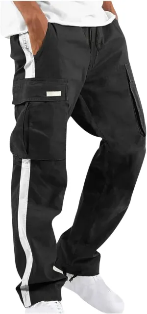 Mens Cargo Pants Baggy Black Cargo Pants Men Big and Tall Cargo Pants for Men Trendy Straight Leg Trouser Multiple Pockets